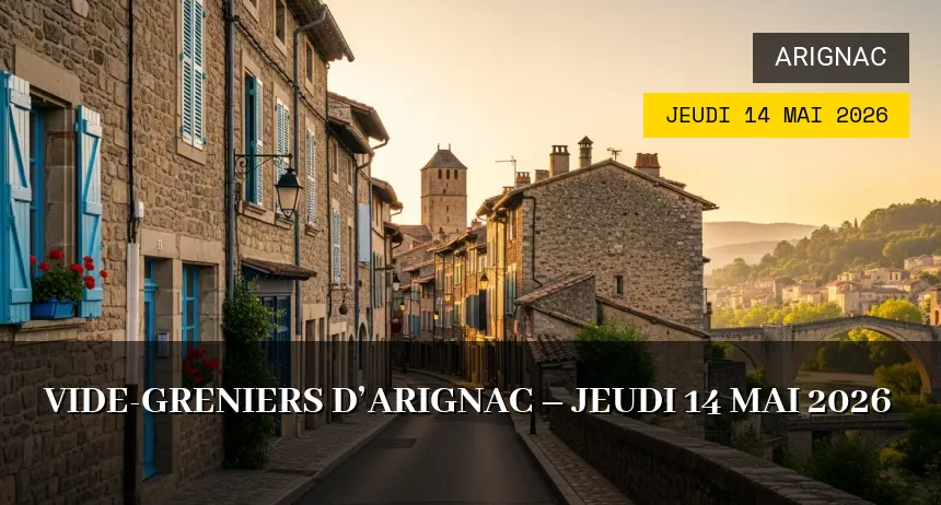 Affiche de l'événement : Vide-greniers d&rsquo;Arignac – Jeudi 14 Mai 2026