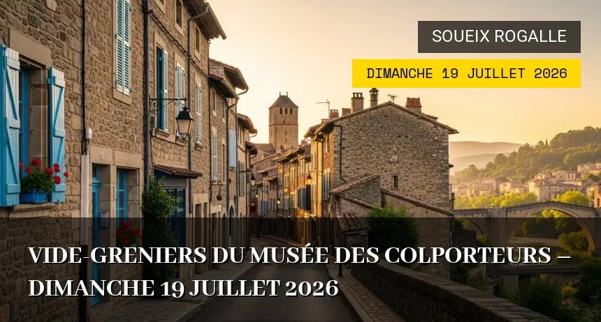 Affiche de l'événement : Vide-greniers du Musée des Colporteurs – Dimanche 19 Juillet 2026