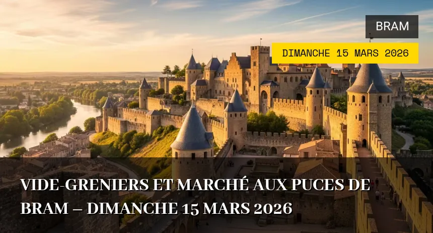 Affiche de l'événement : Vide-greniers et Marché aux puces de Bram – Dimanche 15 Mars 2026