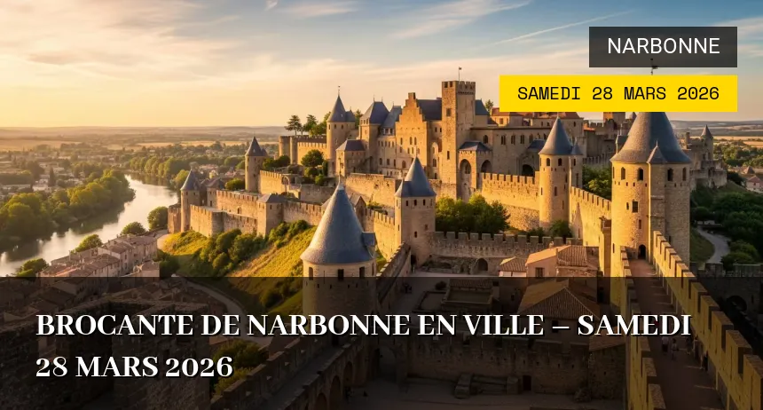 Affiche de l'événement : Brocante de Narbonne en Ville – Samedi 28 Mars 2026