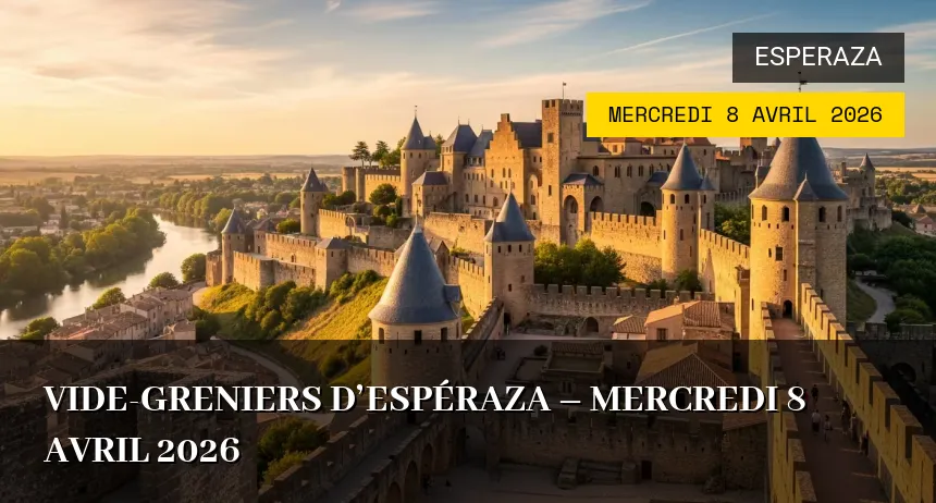 Affiche de l'événement : Vide-greniers d&rsquo;Espéraza – Mercredi 8 Avril 2026