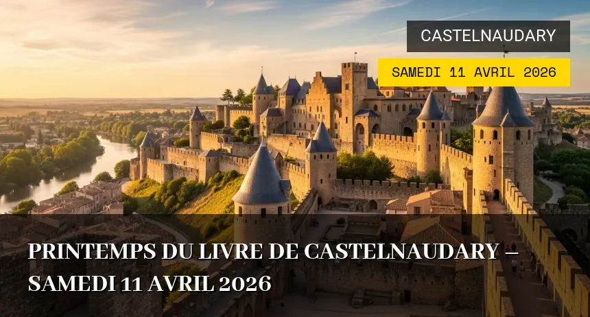 Affiche de l'événement : Printemps du Livre de Castelnaudary – Samedi 11 Avril 2026