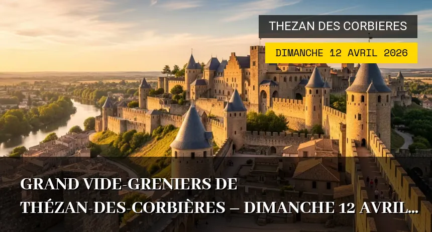 Affiche de l'événement : Grand Vide-greniers de Thézan-des-Corbières – Dimanche 12 Avril 2026