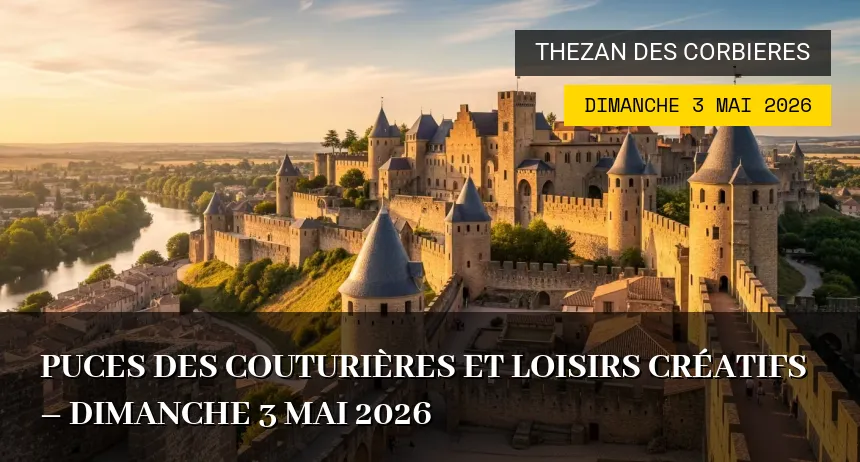 Affiche de l'événement : Puces des couturières et loisirs créatifs – Dimanche 3 Mai 2026