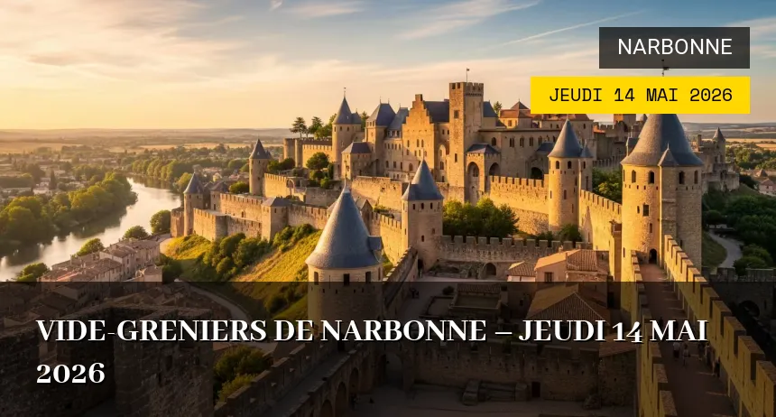 Affiche de l'événement : Vide-greniers de Narbonne – Jeudi 14 Mai 2026
