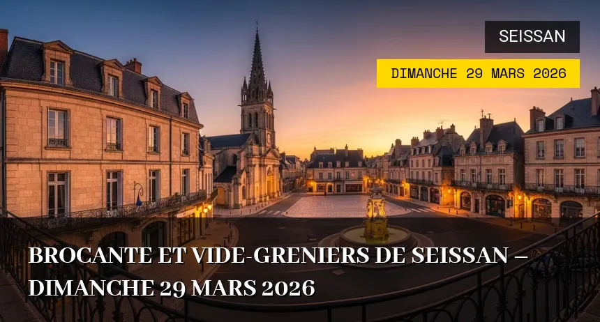 Affiche de l'événement : Brocante et Vide-greniers de Seissan – Dimanche 29 Mars 2026