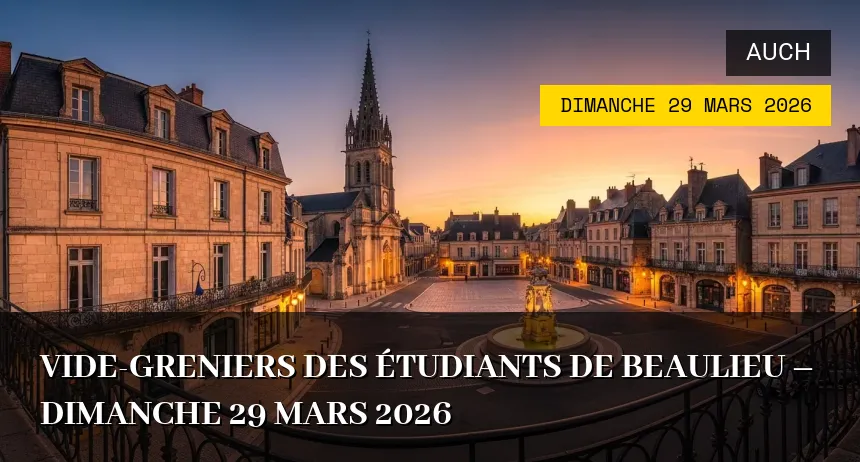 Affiche de l'événement : Vide-greniers des étudiants de Beaulieu – Dimanche 29 Mars 2026