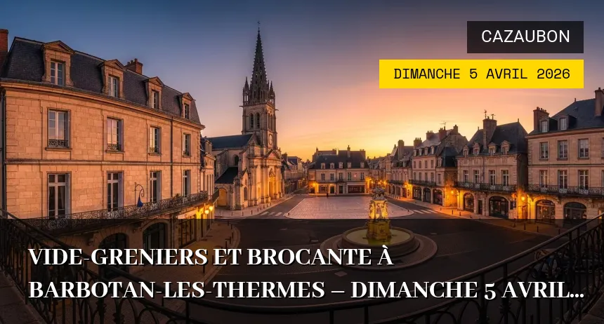 Affiche de l'événement : Vide-greniers et Brocante à Barbotan-les-Thermes – Dimanche 5 Avril 2026