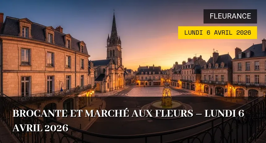Affiche de l'événement : Brocante et Marché aux Fleurs – Lundi 6 Avril 2026