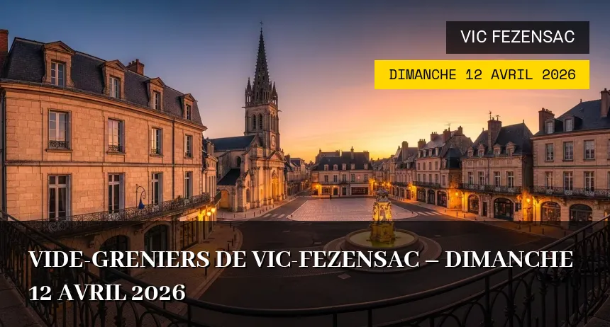 Affiche de l'événement : Vide-greniers de Vic-Fezensac – Dimanche 12 Avril 2026