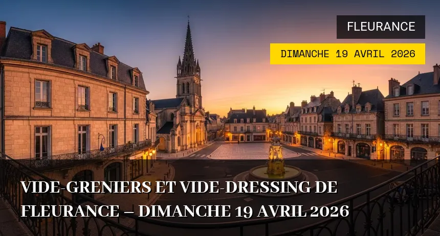 Affiche de l'événement : Vide-greniers et Vide-dressing de Fleurance – Dimanche 19 Avril 2026