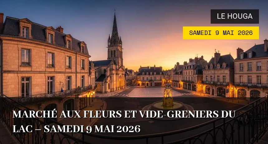 Affiche de l'événement : Marché aux fleurs et Vide-greniers du Lac – Samedi 9 Mai 2026