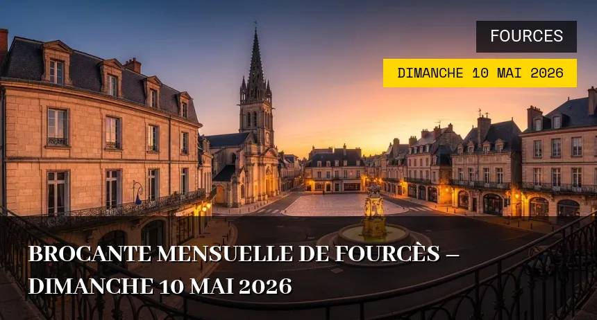 Affiche de l'événement : Brocante Mensuelle de Fourcès – Dimanche 10 Mai 2026