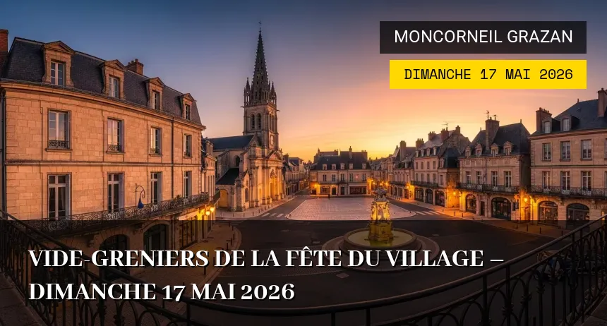 Affiche de l'événement : Vide-greniers de la Fête du Village – Dimanche 17 Mai 2026