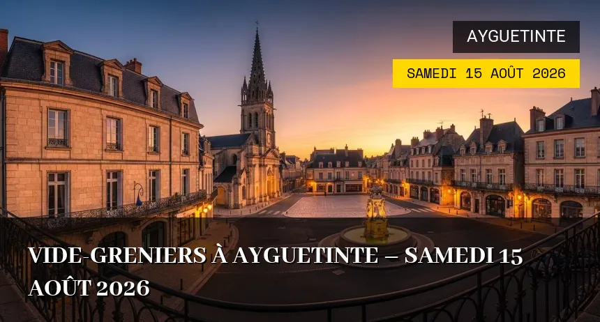 Affiche de l'événement : Vide-greniers à Ayguetinte – Samedi 15 Août 2026