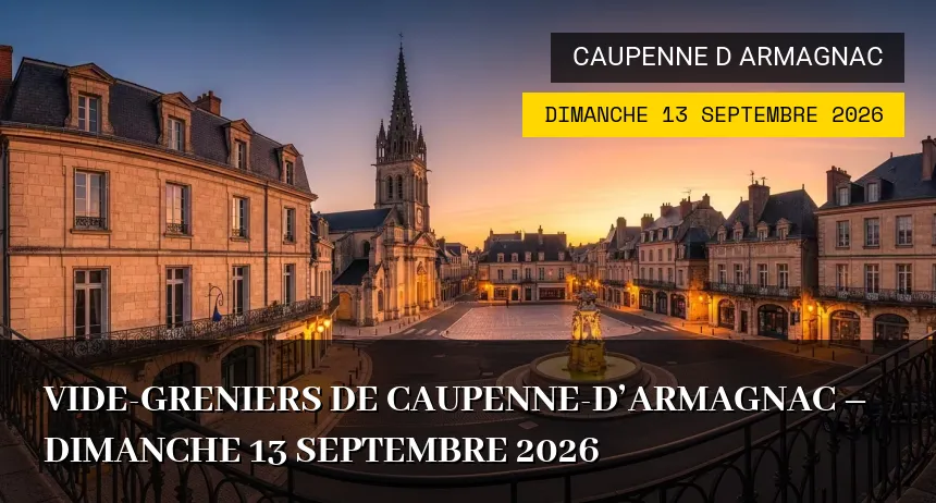 Affiche de l'événement : Vide-greniers de Caupenne-d&rsquo;Armagnac – Dimanche 13 Septembre 2026
