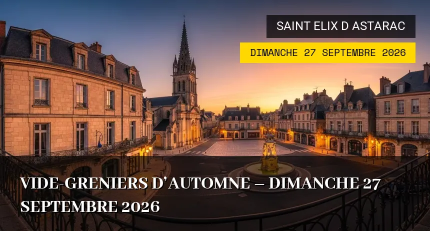 Affiche de l'événement : Vide-greniers d&rsquo;Automne – Dimanche 27 Septembre 2026
