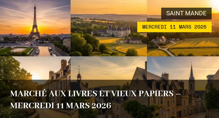 Affiche de l'événement : Marché aux Livres et Vieux Papiers – Mercredi 11 Mars 2026