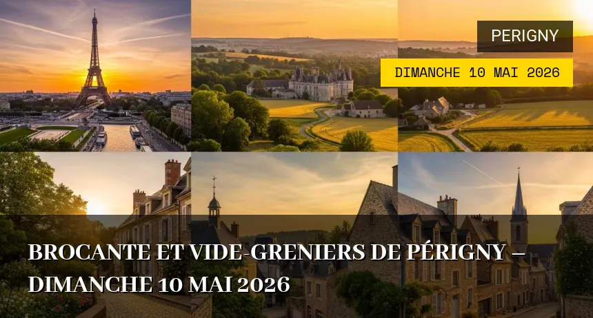 Affiche de l'événement : Brocante et Vide-greniers de Périgny – Dimanche 10 Mai 2026