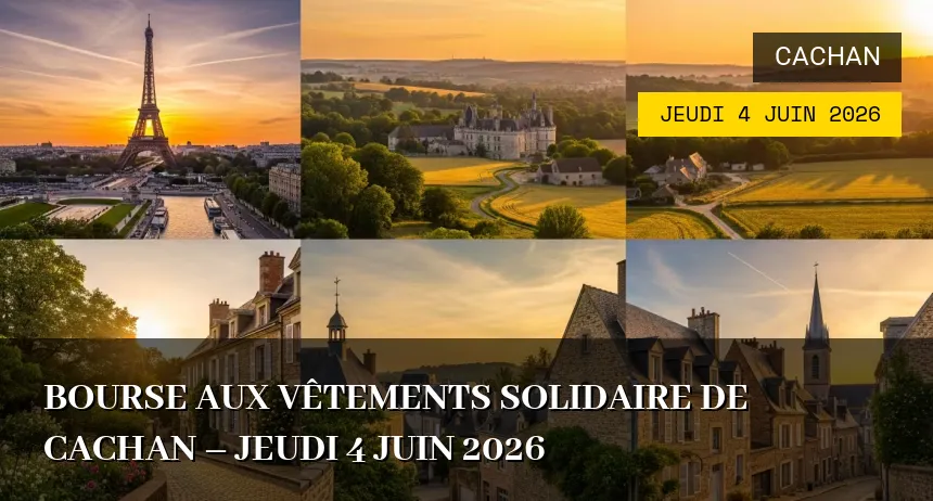 Affiche de l'événement : Bourse aux vêtements solidaire de Cachan – Jeudi 4 Juin 2026