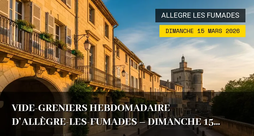 Affiche de l'événement : Vide-greniers hebdomadaire d&rsquo;Allègre-les-Fumades – Dimanche 15 Mars 2026