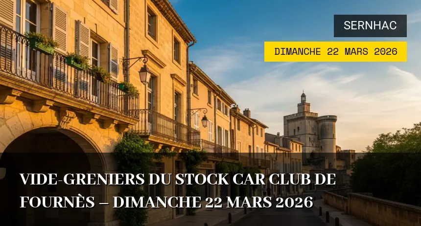 Affiche de l'événement : Vide-greniers du Stock Car Club de Fournès – Dimanche 22 Mars 2026