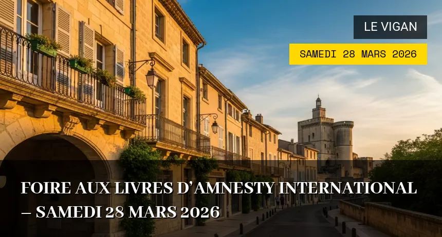 Affiche de l'événement : Foire aux livres d&rsquo;Amnesty International – Samedi 28 Mars 2026
