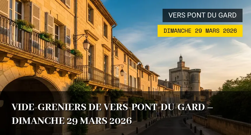 Affiche de l'événement : Vide-greniers de Vers-Pont-du-Gard – Dimanche 29 Mars 2026