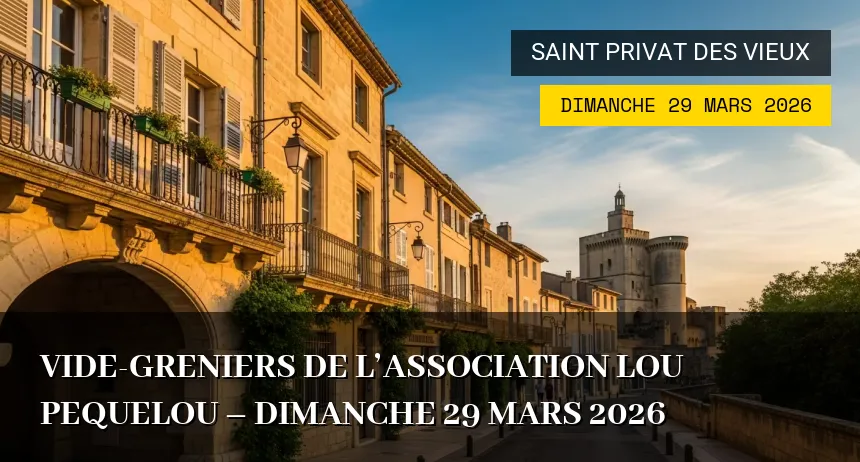 Affiche de l'événement : Vide-greniers de l&rsquo;association Lou Pequelou – Dimanche 29 Mars 2026