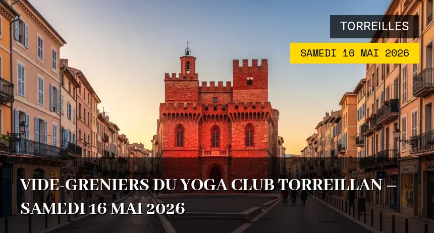 Affiche de l'événement : Vide-greniers du Yoga Club Torreillan – Samedi 16 Mai 2026