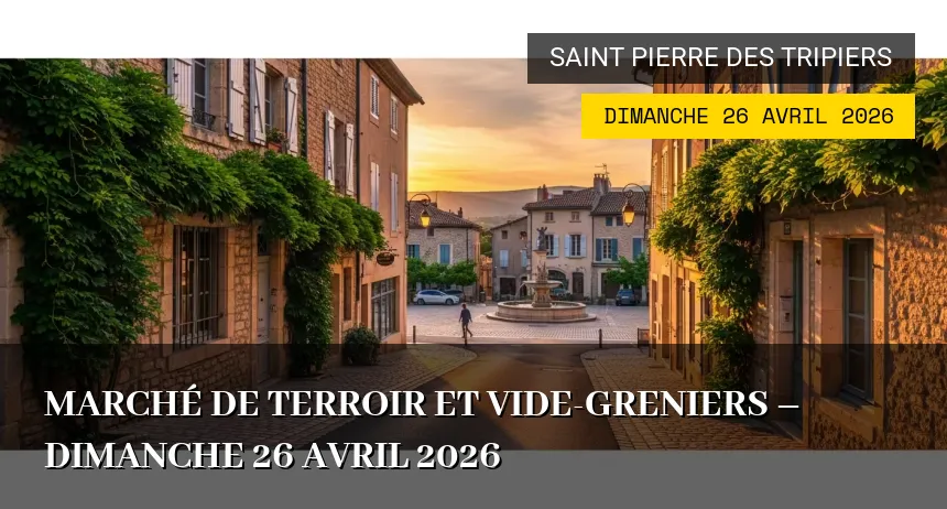 Affiche de l'événement : Marché de terroir et vide-greniers – Dimanche 26 Avril 2026