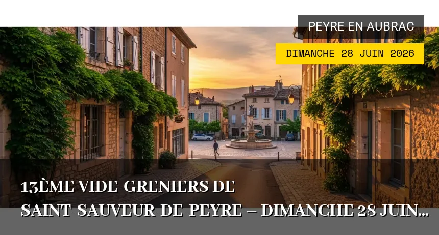 Affiche de l'événement : 13ème Vide-greniers de Saint-Sauveur-de-Peyre – Dimanche 28 Juin 2026