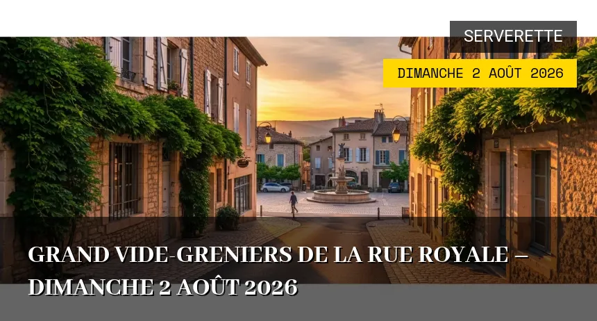 Affiche de l'événement : Grand Vide-greniers de la Rue Royale – Dimanche 2 Août 2026