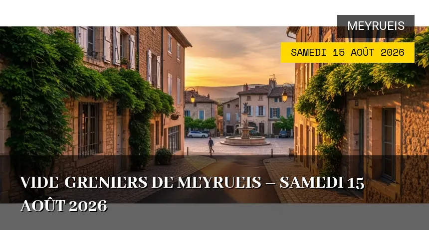 Affiche de l'événement : Vide-greniers de Meyrueis – Samedi 15 Août 2026
