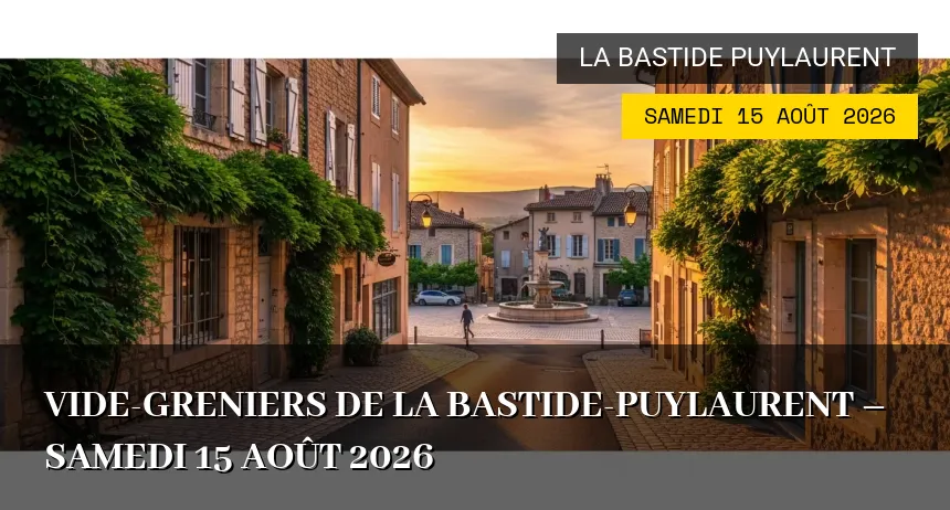 Affiche de l'événement : Vide-greniers de La Bastide-Puylaurent – Samedi 15 Août 2026