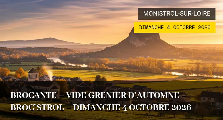 Affiche de l'événement : Brocante et Vide-greniers à Monistrol-sur-Loire – Dimanche 4 Octobre 2026