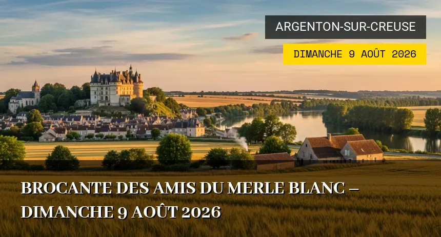 Affiche de l'événement : Brocante des Amis du Merle Blanc – Dimanche 9 Août 2026