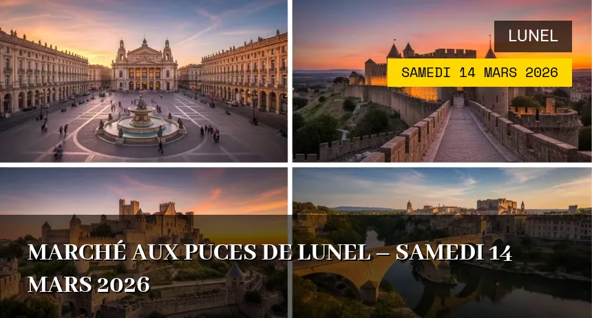 Affiche de l'événement : Marché aux puces de Lunel – Samedi 14 Mars 2026
