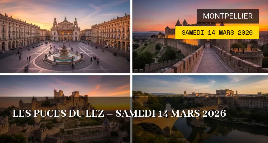 Affiche de l'événement : Les Puces du Lez – Samedi 14 Mars 2026