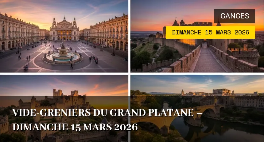 Affiche de l'événement : Vide-greniers du Grand Platane – Dimanche 15 Mars 2026