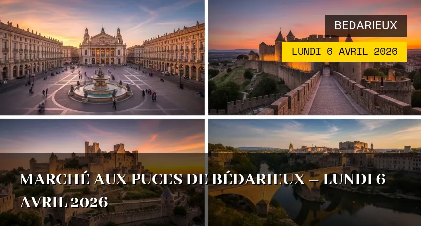 Affiche de l'événement : Marché aux puces de Bédarieux – Lundi 6 Avril 2026