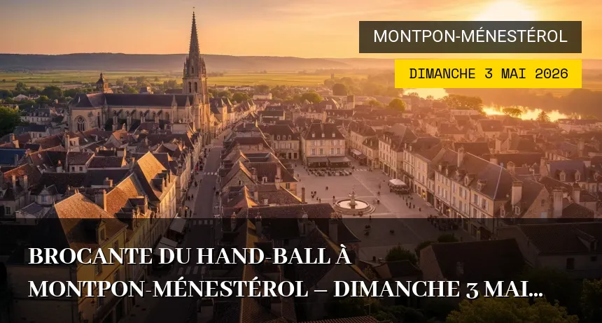 Affiche de l'événement : Brocante à Montpon-Ménestérol – Dimanche 3 Mai 2026