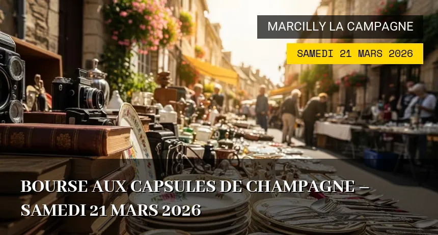 Affiche de l'événement : Bourse aux capsules de champagne – Samedi 21 Mars 2026