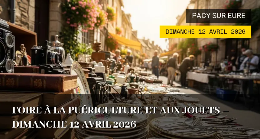 Affiche de l'événement : Foire à la puériculture et aux jouets – Dimanche 12 Avril 2026