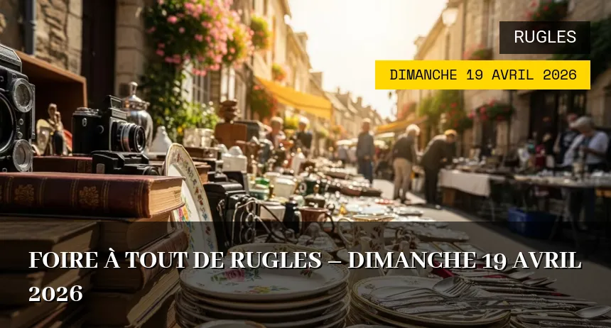 Affiche de l'événement : Foire à tout de Rugles – Dimanche 19 Avril 2026