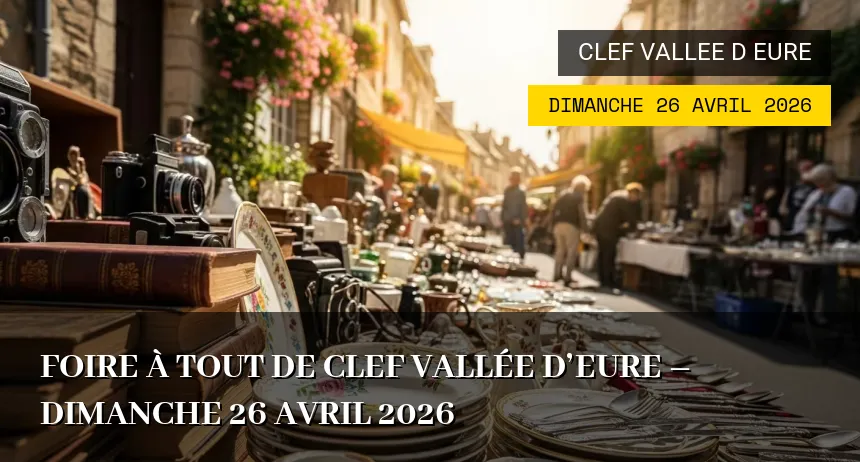 Affiche de l'événement : Foire à tout de Clef Vallée d&rsquo;Eure – Dimanche 26 Avril 2026