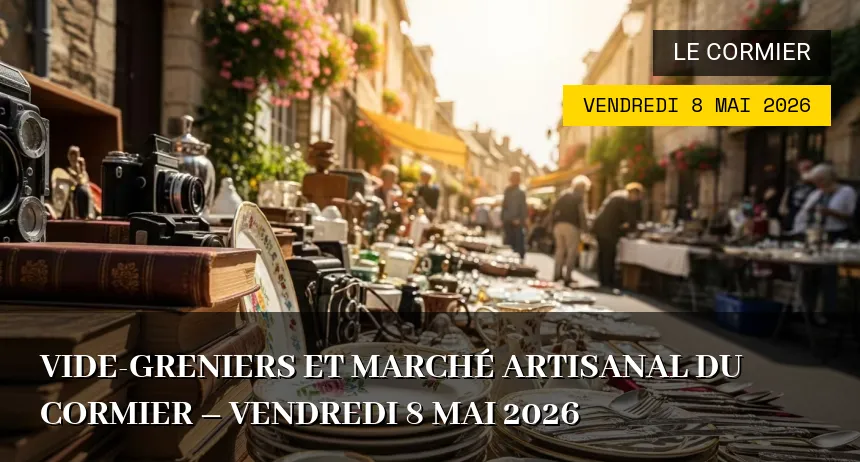 Affiche de l'événement : Vide-greniers et Marché Artisanal du Cormier – Vendredi 8 Mai 2026