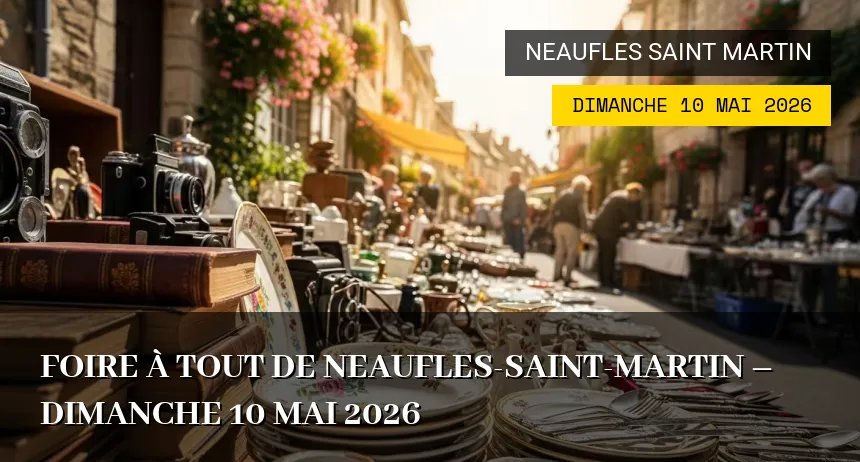 Affiche de l'événement : Foire à tout de Neaufles-Saint-Martin – Dimanche 10 Mai 2026