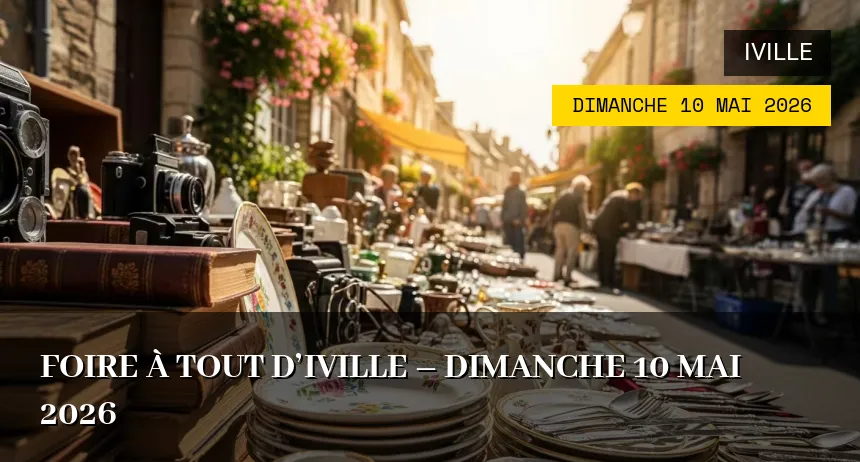 Affiche de l'événement : Foire à tout d&rsquo;Iville – Dimanche 10 Mai 2026