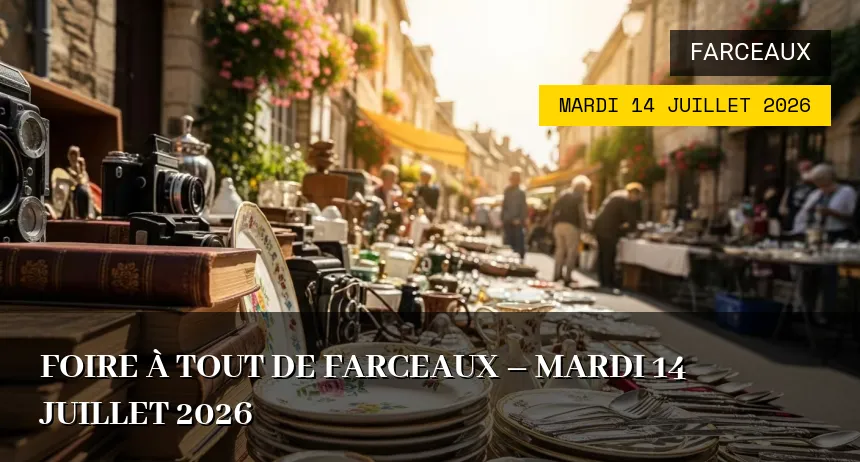 Affiche de l'événement : Foire à tout de Farceaux – Mardi 14 Juillet 2026